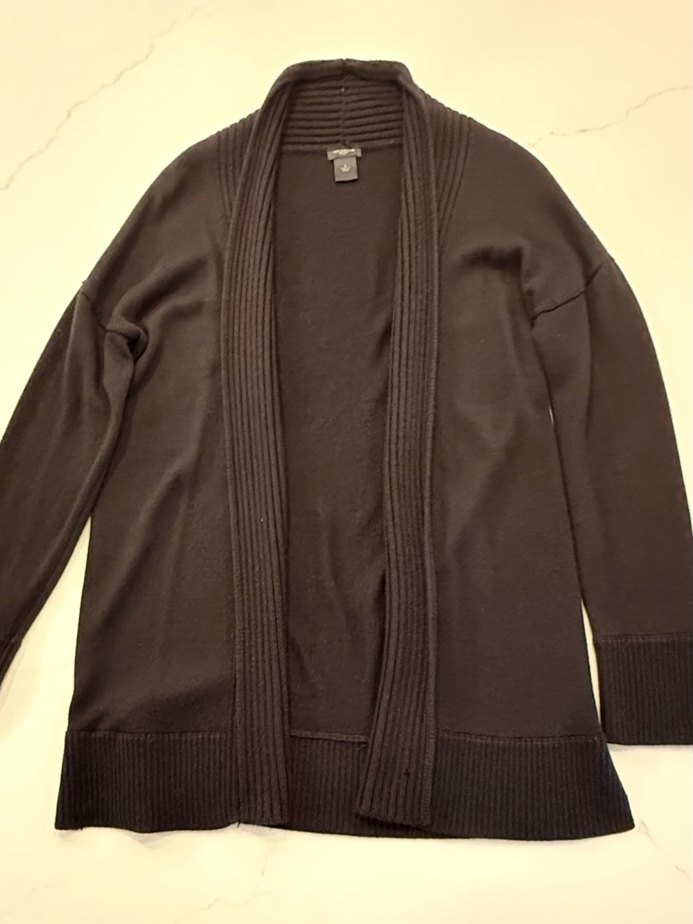 Ann Taylor Long Wool-Blend Open Front Cardigan Women’s XL Black